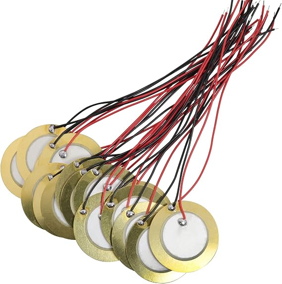 16PCS 27mm Piezo Discs with Leads Mic Drum Trigger Acoustic Pickup CBG Guitar Piezo Amplifiers Discs for Acoustic Guitar Drum