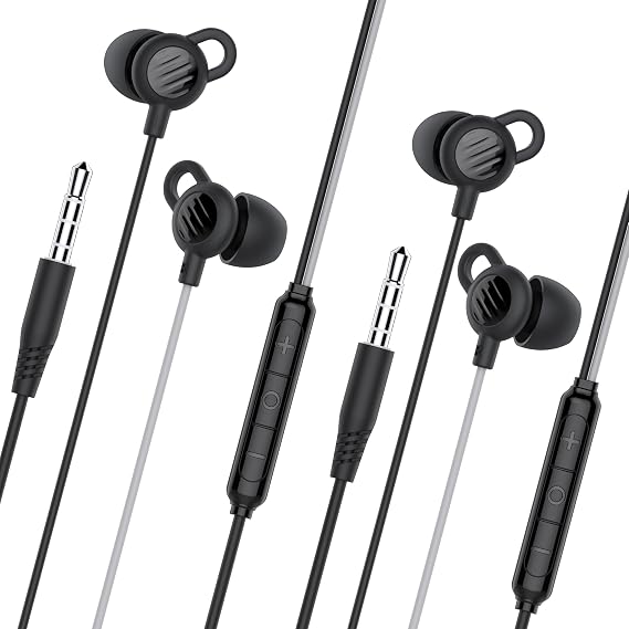 MEE audio SleepTones Wired Sleep Earbuds 3.5mm Plug for Side Sleepers with Lightweight Low-Profile Silicone Earpieces, Noise Reduction Sleeping Headphones (2 Packs)