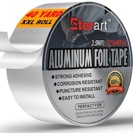 ETERART Aluminum Foil Duct Tape, High-Temp Seal for HVAC,2" x 40Yds