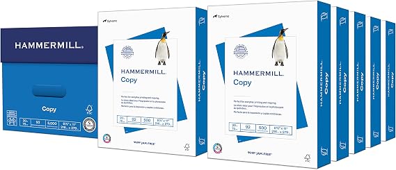 Hammermill Printer Paper, 20 lb Copy Paper, 8.5 x 11 - 10 Ream (5,000 Sheets) - 92 Bright, Made in the USA