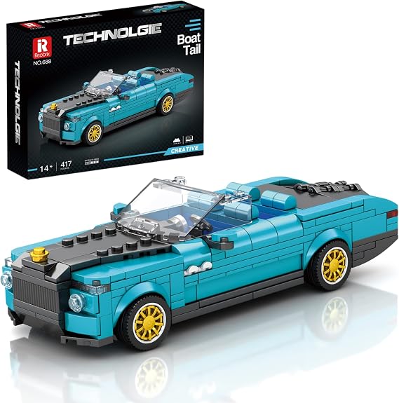 Reobrix Technik 688 oyuncak araba inşaat kiti kelepçe blokları, model araba kiti, yarış arabası, çocuklar ve yetişkinler için süper spor araba, 2023 yeni koleksiyon, Lego ile uyumlu (417 adet)
