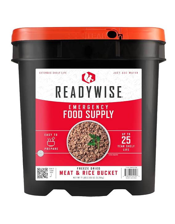 READYWISE Emergency Food Survival Supply Meat and Rice Bucket, 88 Servings