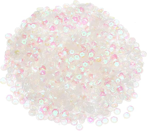 MECCANIXITY Loose Sequins 4MM Glitter Sequins 3000Pcs Cup Sequins Embroidery Sequins for Jewelry Making Crafts Sewing,Transparent