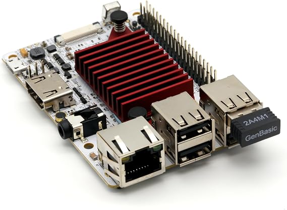 Libre Computer Tritium Mini Single Board Computer with USB WiFi and Heatsink (1 Pack, Red WiFi 4)