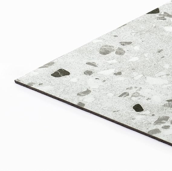 30PCS Gray White Terrazzo Peel and Stick Floor Tiles Bathroom Vinyl Flooring Granite Floor Stickers Peel and Stick Durable Vinyl Sheet Stick on Tiles Waterproof for Kitchen Basement 12x12 in