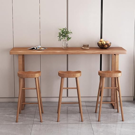 Solid Wood Bar Height Table Long Bar Table Rustic Tall Counter Table Pub Table,Coffee Bar Table,Counter Height Table, for Bar Coffee Kitchen Restaurant (No Stool)