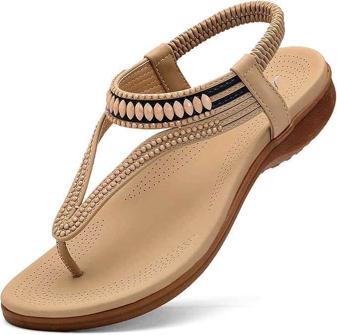 Littleplum Womens Sandals Comfort Arch Support Sandals Summer Walking Shoes Casual Ankle Elastic Flip Flops Shoes