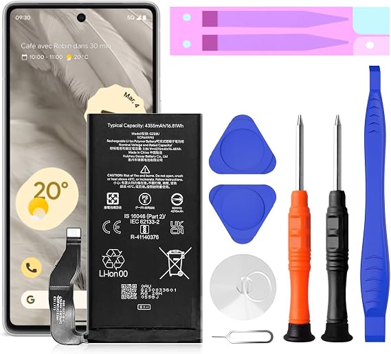 Pixel 7 Battery Replacement Kits (New Upgraded) Compatible with Google Pixel 7 All Models with Adhesive and Repair Tool Kits (Pixel 7)