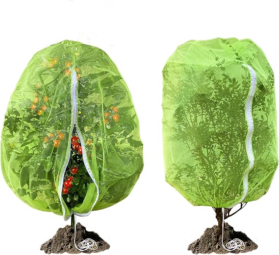 Fruit Tree Netting, RIFNY 3.3 x 2.6 FT Blueberry Bush Netting Cover with Zipper Drawstring, Outdoor Mosquito Net Garden Netting Cover Protector Plant from Birds Cicadas Animals Insect (2 PCS, Green)