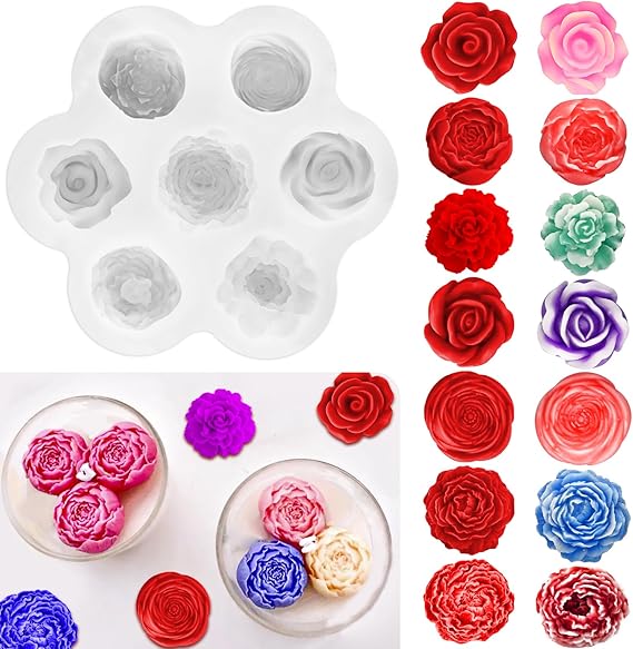 Flower Candle Molds, 7 Cavity of Types Flower Candle Making Molds