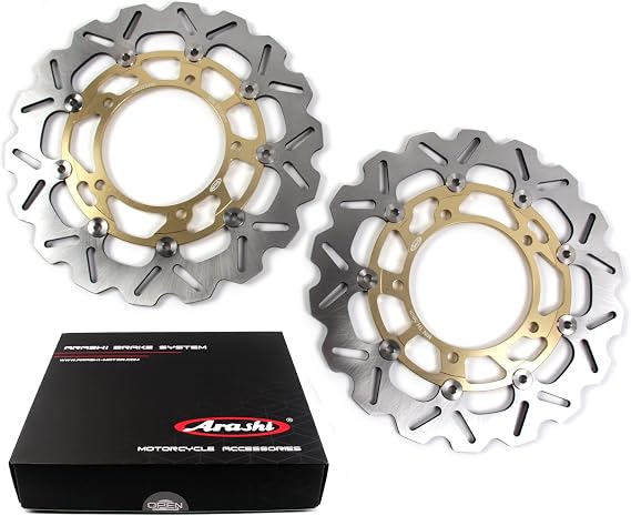 Arashi Front Brake Disc Rotors for Suzuki Hayabusa GSXR 1300 2008-2020 ABS/V-STROM DL650 2007-2012 ABS 2007-2021 / V-STROM DL1000 ABS 2014-2019 / GSF1200 Bandit 2006 Motorcycle Accessories Gold