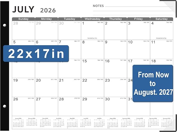 Desk Calendar 2026-2027, KOPEESY 22" x 17" Large Desk Calendar, From Now to August 2027, Desktop Calendar with Notes and Thick Paper for Home, Office and School