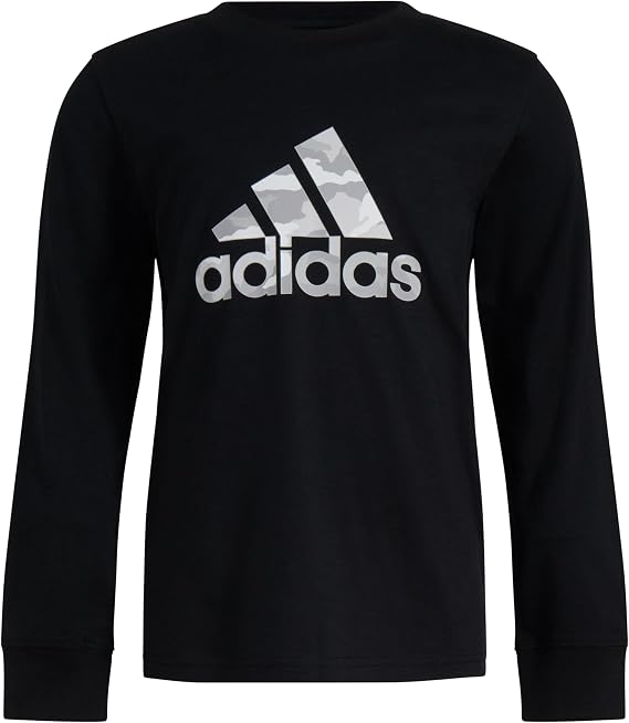 adidas Boys' Long Sleeve Cotton Badge of Sport Logo T-Shirt