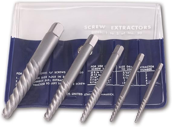 Cleveland C00906#1-#5 Bright Screw Extractor Set (5-Piece Set)