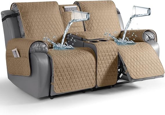 TAOCOCO 100% Waterproof Loveseat Recliner Cover with Console, Stay in Place