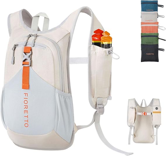 FIORETTO 10L Hiking Backpack for Men Women Lightweight Foldable Small Daypack for Travel Camping Outdoor, Beige