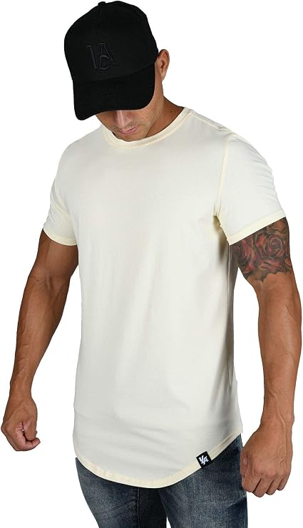 YoungLA Mens Designer Fitted T-Shirts Long Drop Cut Tee Workout Gym 402