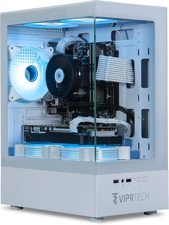 ViprTech Stryker 1.0 Gaming PC - Intel i5-9400F (4.1GHz Turbo), GTX 1660 Super 6GB, 16GB DDR4, 500GB SSD, WiFi BT, Win 11 Pro, RGB, Desktop Computer Prebuilt, White