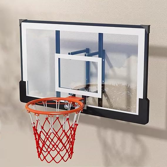 Wall Mount Basketball Hoop, with Shatterproof Backboard and Heavy-Duty Rim, Indoor and Outdoor Basketball Backboard, for Adults and Children Use(112cm)