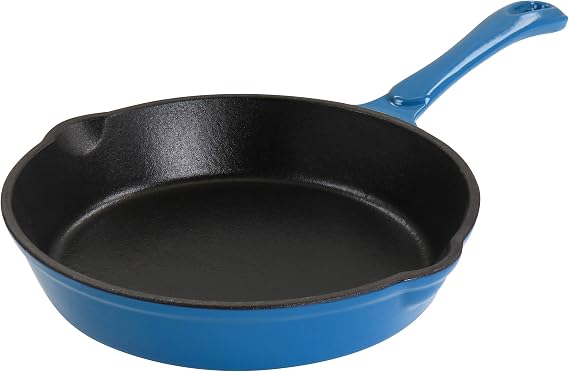 Megachef Enameled Round 8 Inch PreSeasoned Cast Iron Frying Pan in Turquoise (MCCE-8)