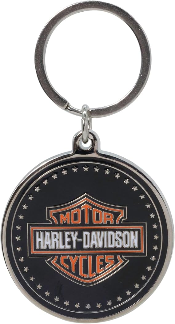 Plasticolor 004622R01 Harley-Davidson Coin-Style Bar & Shield Logo Key Chain, Black/Orange