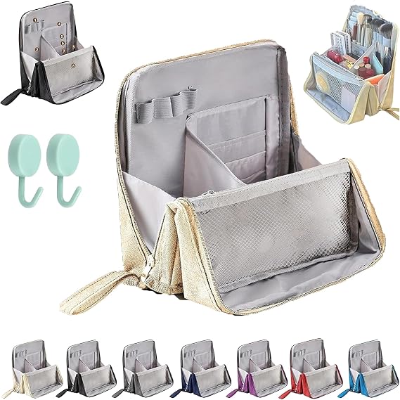 Standing Makeup Bag, Standing Makeup Bag Portable, Multi-purpose Large Capacity Oxford Cloth, Portable, Large Capacity, Waterproof with Compartments