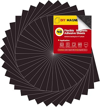 4X4 Magnetic Paper Sheets with Adhesive Backing,for Square Size Pictures(Pack of 48),Adhesive Photos Magnets for Home/Classroom/Office