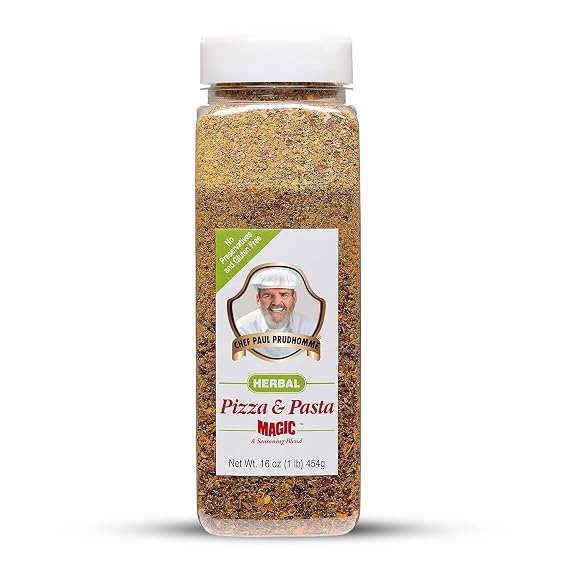 Chef Paul Prudhomme's Herbal Pizza and Pasta Magic Seasoning - Parmesan Cheese, Italian Herbs & Spices - No Salt & MSG-Free - Ideal for Pizza, Pasta, Soups, Salads, More - 16oz (Pack of 1)