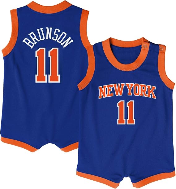 Jalen Brunson New York Knicks NBA Infants 12-24 Months Blue Icon Edition Romper Onesie Player Jersey