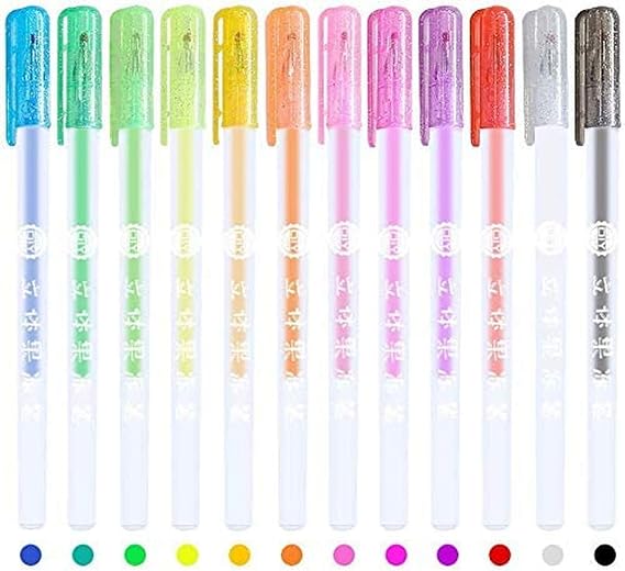 6 Pcs 3D Glossy Jelly Ink Pen Colorful Ballpoint Pen Liquid Gel Pens Waterproof Boys Girls DIY Painting Drawing Tool (B)