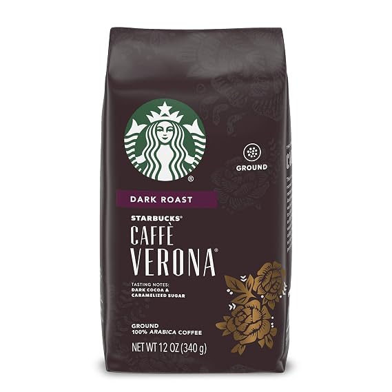 Starbucks, Dark Roast Ground Coffee,Caffe 100 Arabica bag, Cafe Verona, 12 Ounce