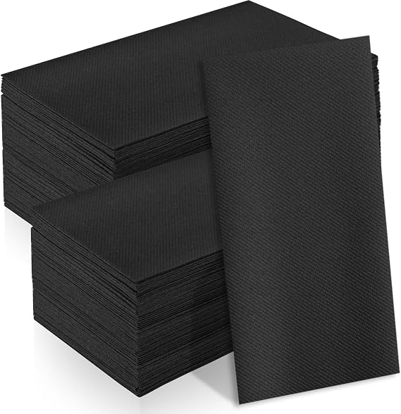 Linen-Feel Black Paper Napkins, 100 Pack Decorative Cloth-Like Dinner Napkins, Disposable Soft and Absorbent Premium Guest Dinner Paper for Hotel, Restaurant, Events, Party, Wedding