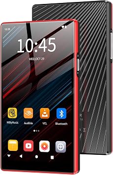 MP3 Player with Bluetooth and WiFi, Oilsky 160GB 5.0" Music Player with Spotify, Amazon Music, 1080P Android 13 MP4 Player with Pandora, YT Music, Deezer, Family Link, FM Radio, Up to 1TB Red