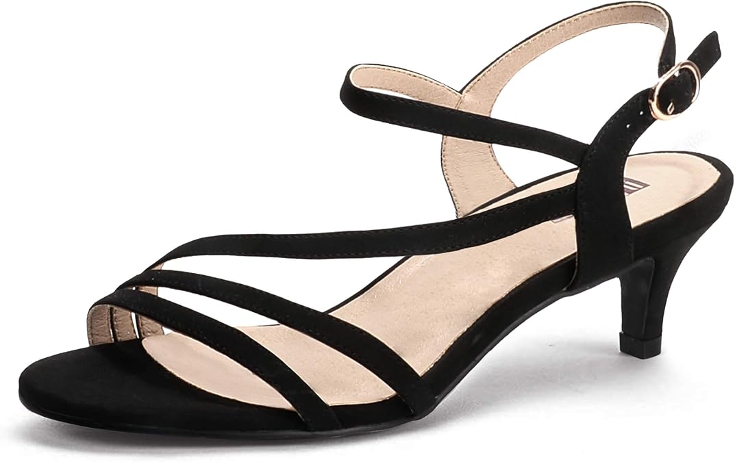 IDIFU Women's Dressy Strappy 2 Inch Low Kitten Heels Open Toe Heel Sandals