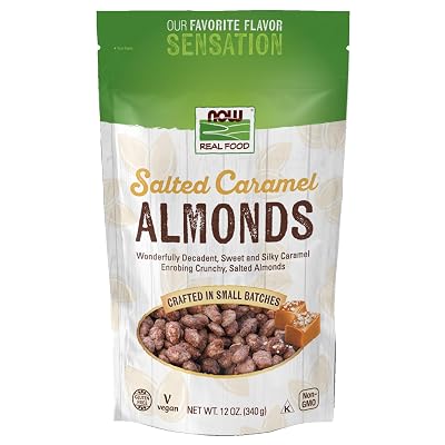 NOW Foods, Salted Caramel Almonds, Dry Roasted, Crafted in Small Batches, 12-Ounce 340 g