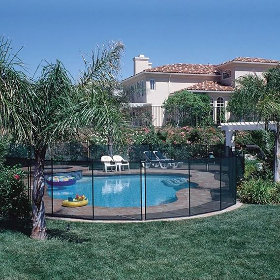 Aqua Select Protect-A-Pool Safety Fencing System | Black Mesh | for Inground Pools| 4' Fence Height x 12' Wide Section| Keeps Pool Safely Enclosed | Easy to Install Durable Posts