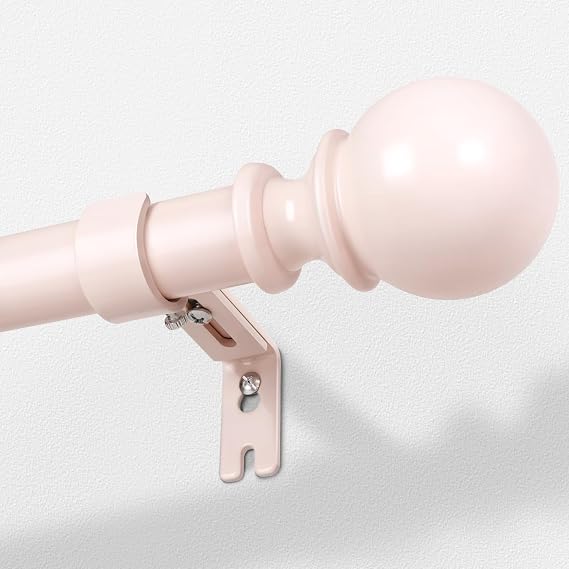 Zeerobee 1 Inch Adjustable Curtain Rods for Windows, 32"-86", Pink