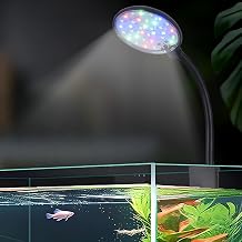 7w LED Aquarium Lights for 1-3 Gallon Fish Tank, Clip on Fish Tank Light, Adjustable Brightness, USB Moving Lamp with White Red Blue Green LED