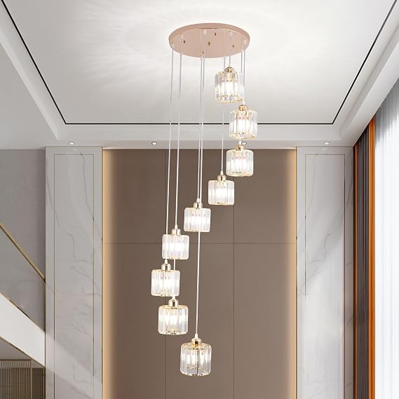 9 Light Raindrop Crystal Chandelier Gold [Energy Class E]