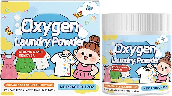 Laundry Soap Powder 500g Powerful Hyper Concentrated Powder | Clothes Laundry Stain Remover for Milk Sweat Oil Fruit Stains Home Shirt Blood Daily Nursery Party Travel Offices