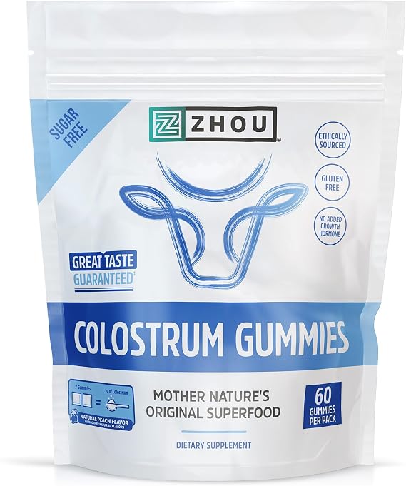Zhou Colostrum Gummies - Raspberry, 60 Gummmies (30 Servings)