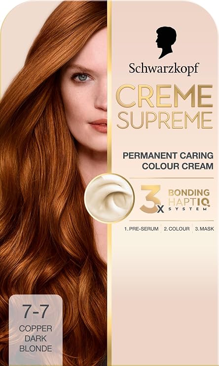 Schwarzkopf Creme Supreme Hair Dye, 7-7 Copper Dark Blonde