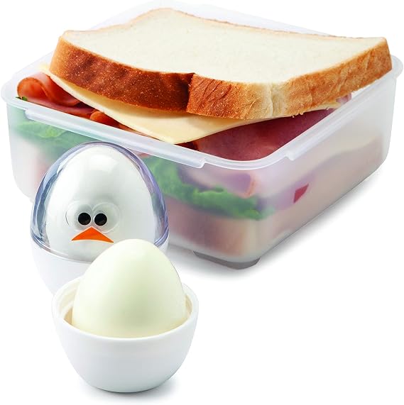 Joie Eggy Go Pods, Boiled Egg Holder for Travel or Fridge Storage, Hard Container with Twist On Lid, Compact for Lunch Bags, Cute Chicken Design, BPA-Free, Dishwasher Safe, 2 Pack