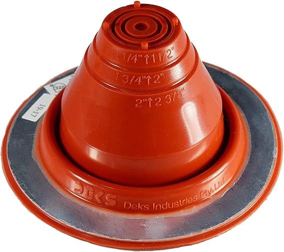 #1 (1/4"- 2-1/2") RED Round High Temp Silicone Flexible Pipe Flashing (Roof Jack, Pipe Boot Flashing) Dektite (DF201RE)