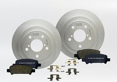 Sanwa Rear Brake Rotors 266mm Solid & Geomet Coated with Brake Pad Kit Compatible with Subaru Forester Impreza 1998-2003 [31043 770]