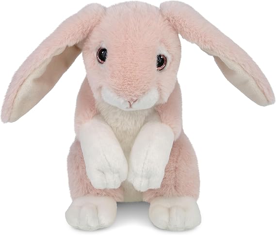 DolliBu Baby Pink Rabbit Stuffed Animal - Farm Animal Plush Toy - 8 Inches