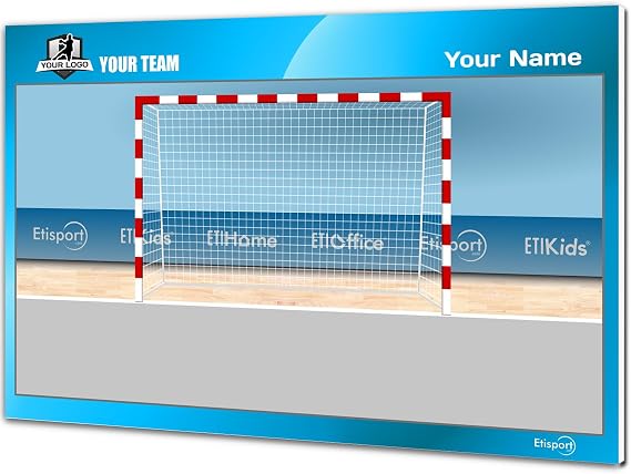 Tactical Board for Handball Goalkeeper Coach. Double-Sided for Dry Erase Marker. Customized with Color, Badge or Logo, Name, and Club. (Large)