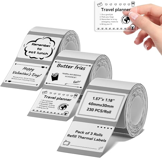 NIIMBOT 40x30mm Thermal Labels, 3Roll Clear Labels for B Series Label Maker