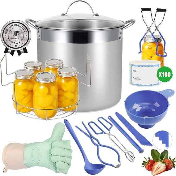 20.5 QT Water Bath Canning Pot with Rack and Lid, Canning Supplies