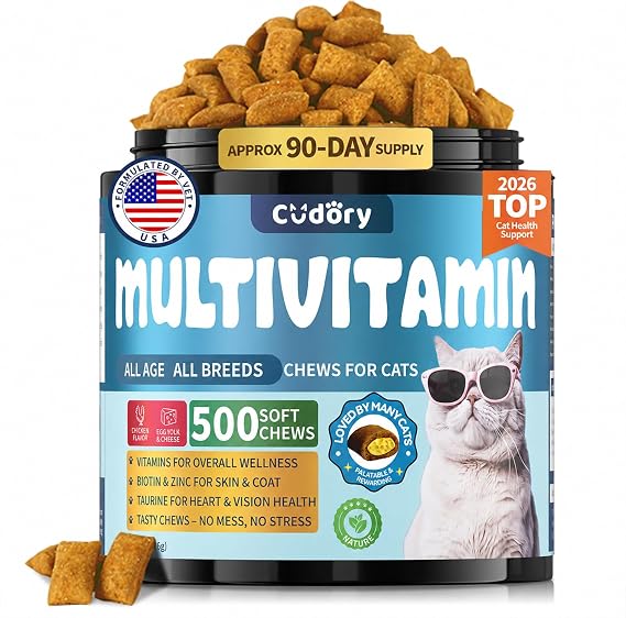 Taurine for Cats Vitamins Treats Snacks 15 in 1 Cat Multivitamin 500 Chews